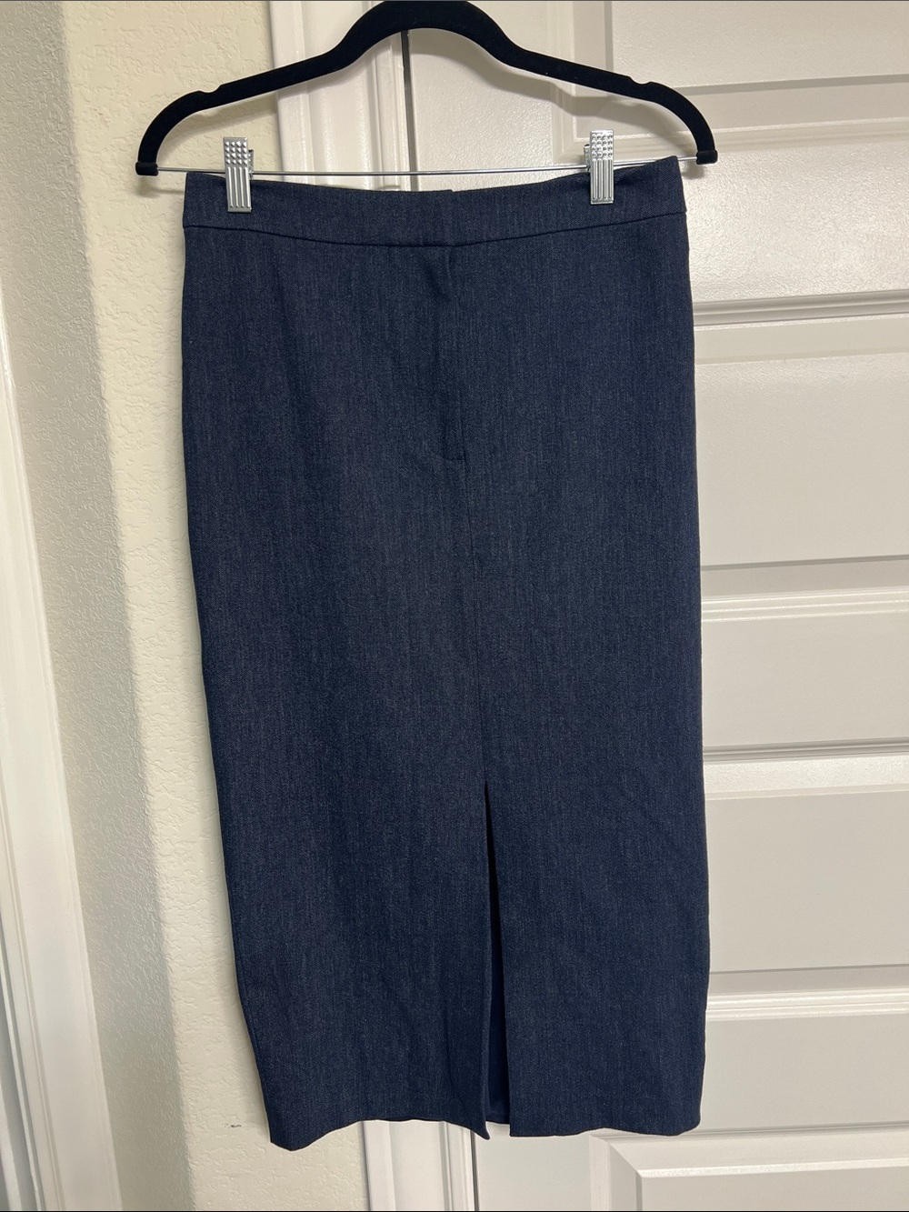 White House Black Market Navy Pencil Skirt with Front Slit